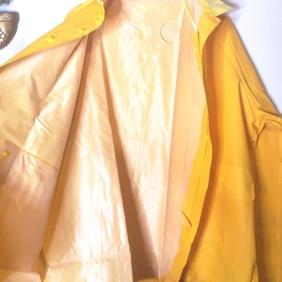 💕5 For $20 Rokk Mens Yellow Rain Jacket Waterproof Sz L (No Hood) - Picture 7 of 9
